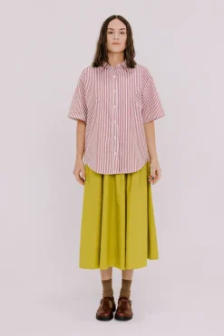 Annie - Jasper Shirt - Burgundy Stripe