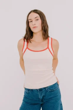 Annie - Juni Ribbed Contrast Tank - Vanilla/Ruby