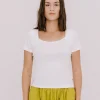 Annie - Juni Ribbed Tee - White