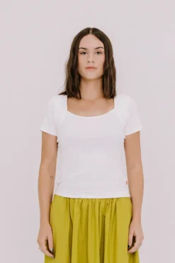 Annie - Juni Ribbed Tee - White