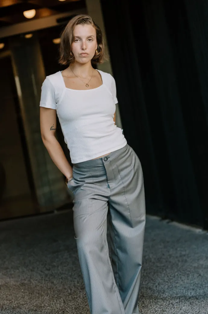 Annie - Juni Ribbed Tee - White