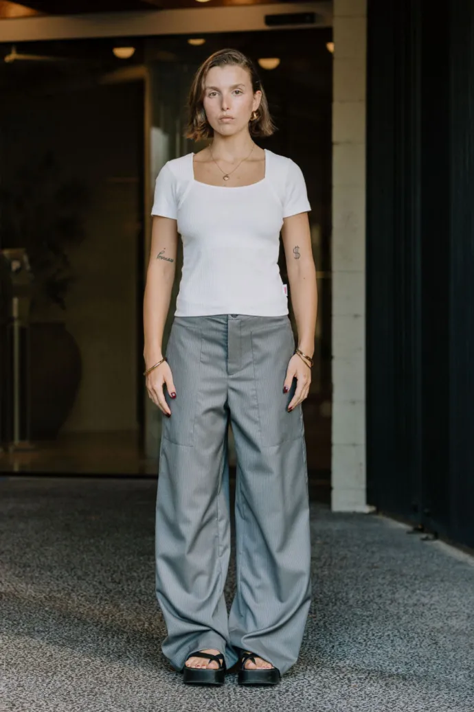 Annie - Juni Ribbed Tee - White