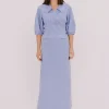 Annie - Lydia Wrap Blouse - Blue stripe