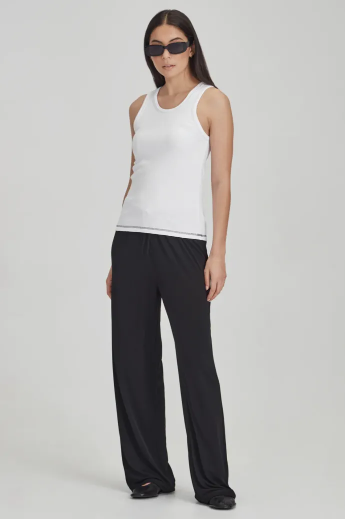 Commoners - Base Rib Tank - White w Stormy Topstitch