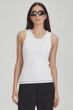 Commoners - Base Rib Tank - White w Stormy Topstitch