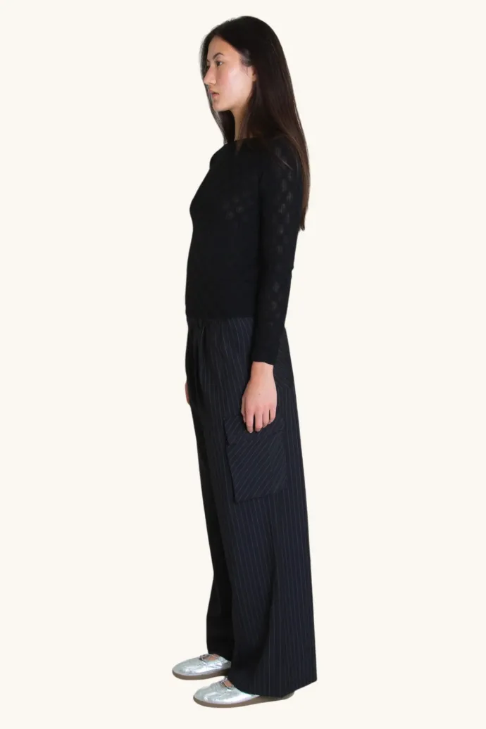 Find Me Now - Archie Pant - Black Pinstripe