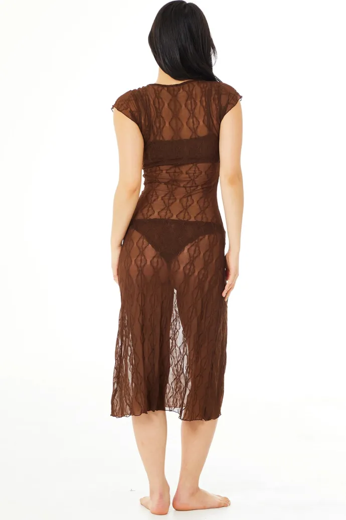 Find Me Now - Mariposa Lace Midi Dress - Brown