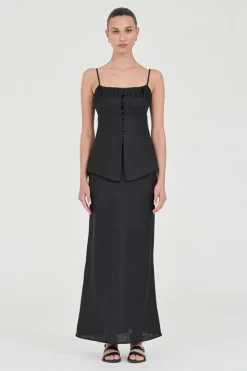 Friend Of Audrey - Lydia Linen Singlet Top - Black