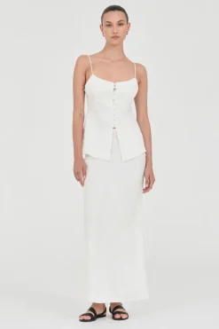 Friend Of Audrey - Lydia Linen Singlet Top - White