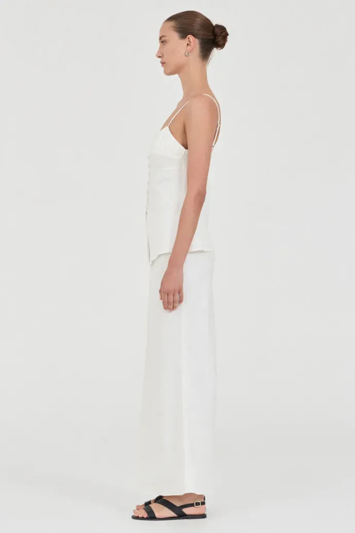Friend Of Audrey - Lydia Linen Singlet Top - White