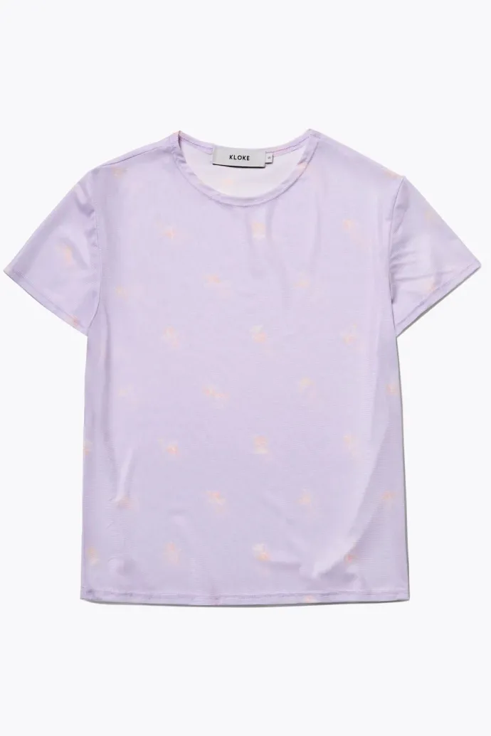 Kloke - Mica Mesh SS Top - Lilac Floral