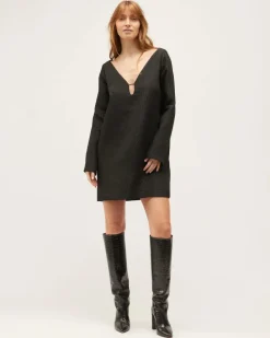 LAST ONE | Dominique Healy - Coco Dress - Black Swirl Jacquard