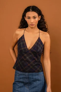LAST ONE | Penny Sage - Roberta Singlet - Midnight Forest Tartan