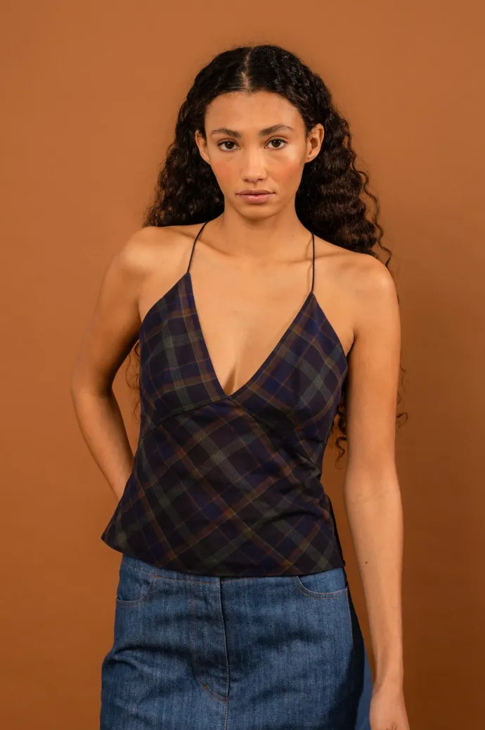 LAST ONE | Penny Sage - Roberta Singlet - Midnight Forest Tartan