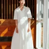 LAST ONE | Penny Sage - Summer Iris Dress - Ivory Poplin