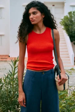 LAST ONE | ROWIE - Avery Knit Tank - Aperol Red