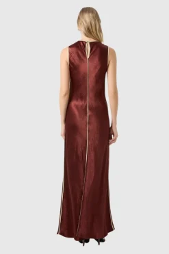 LAST ONE | Third Form - Crush Contrast Bind Maxi Tank Dress - Shiraz/Apple