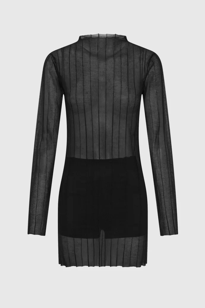 LAST ONE | Third Form - Peer Through Knit Mini Dress - Black