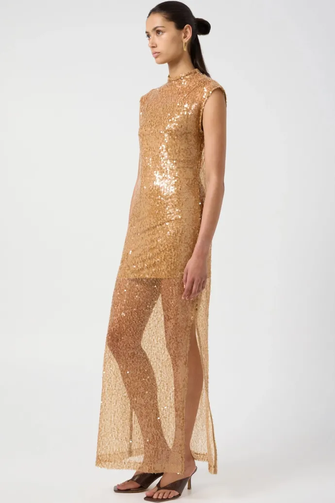 LAST ONE | Third Form - Reflection Sequin Maxi Dress - Honey