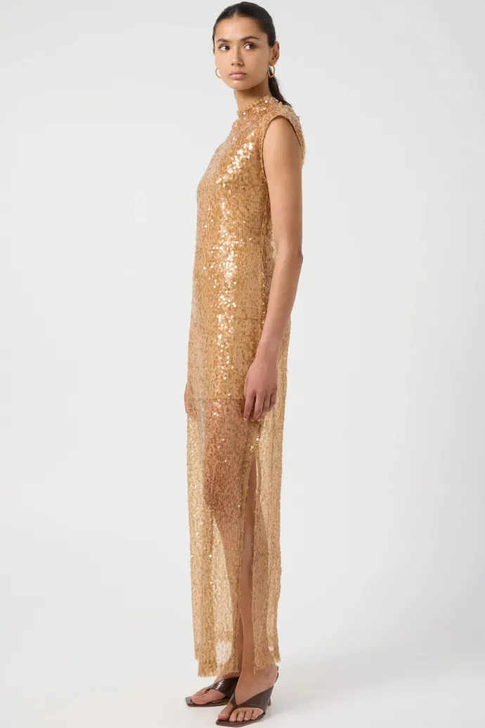 LAST ONE | Third Form - Reflection Sequin Maxi Dress - Honey