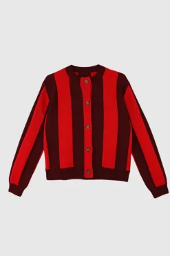 L.F. Markey - Ace Cardigan - Burgundy Stripe