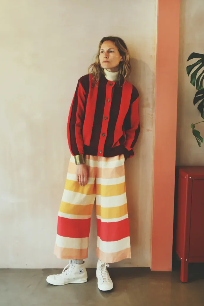 L.F. Markey - Ace Cardigan - Burgundy Stripe