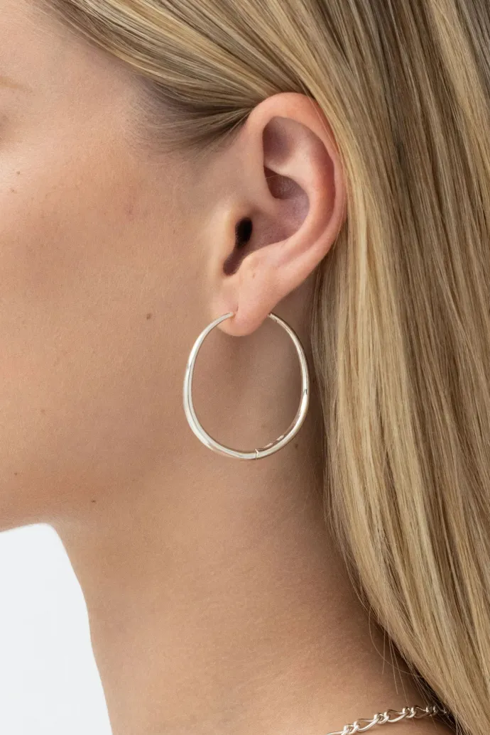 Nina Gordon - Momento Large Hoops - Silver