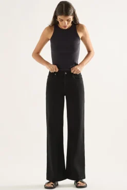 Outland Denim - Mia Mid-Rise Wide Leg Jean - Black
