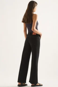 Outland Denim - Mia Mid-Rise Wide Leg Jean - Black