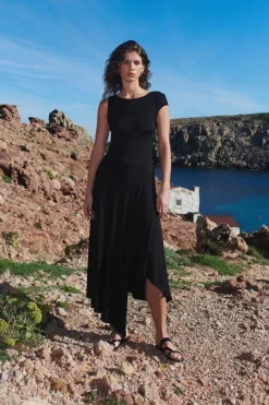 ROWIE - Lorna Drape Midi Dress - Noir