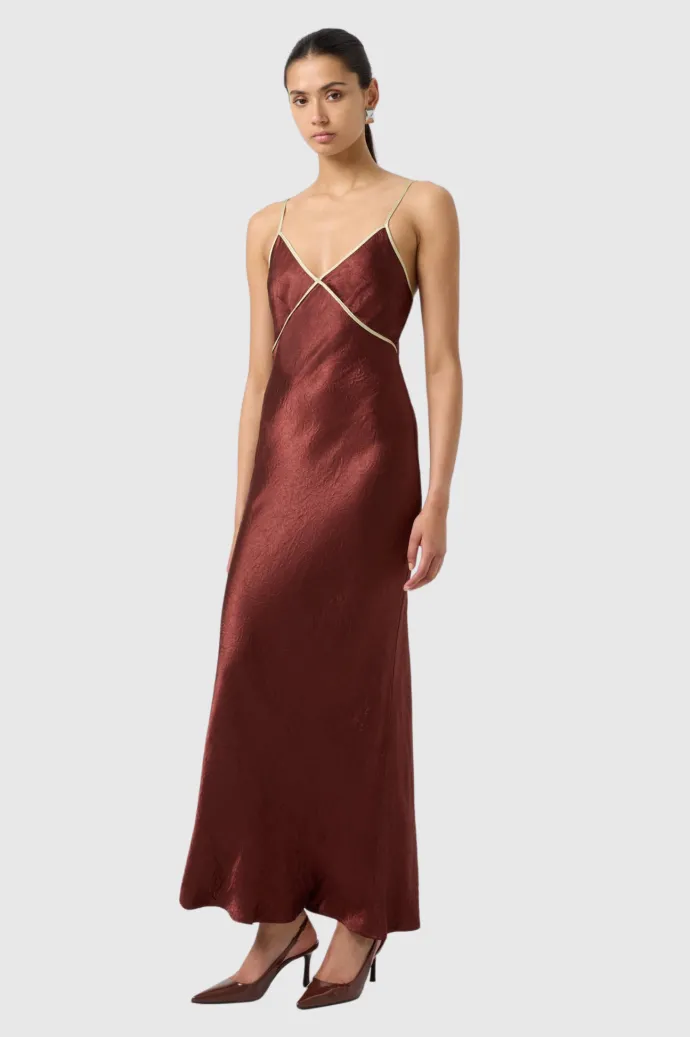 Third Form - Crush Contrast Bind Cami Dress - Shiraz/Apple